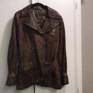 Banana republic leather trench coat / jacket M